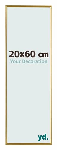 yd. Your Decoration - Bilderrahmen 20x60 cm - Gold - Bilderrahmen aus Kunststoff mit Acrylglas - Antireflex - 20x60 Rahmen - Evry von yd.