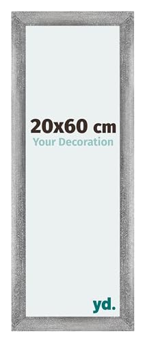 yd. Your Decoration - Bilderrahmen 20x60 cm - Grau Gewischt - Billderrahmen aus MDF mit Acrylglas - Antireflex - 20x60 Rahmen - Mura von yd.