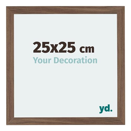 yd. Your Decoration - Bilderrahmen 25x25 cm - Nussbaum Dunkel - Billderrahmen aus MDF mit Acrylglas - Antireflex - 25x25 Rahmen - Mura von yd.