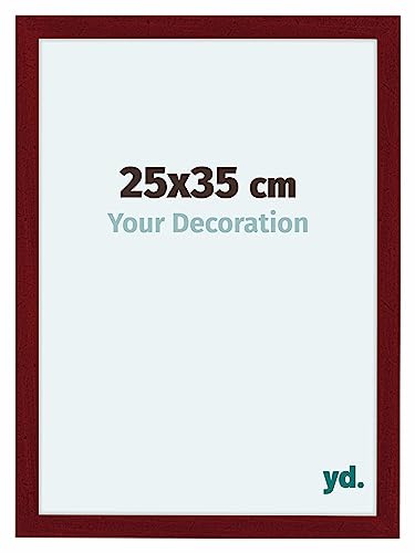 yd. Your Decoration - Bilderrahmen 25x35 cm - Weinrot Gewischt - Bilderrahmen aus MDF mit Acrylglas - Antireflex - 25x35 Rahmen - Como von yd.