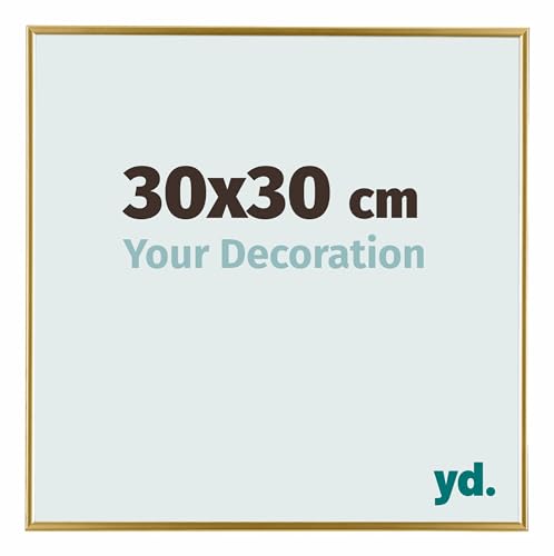 yd. Your Decoration - Bilderrahmen 30x30 cm - Gold - Bilderrahmen aus Kunststoff mit Acrylglas - Antireflex - 30x30 Rahmen - Evry von yd.