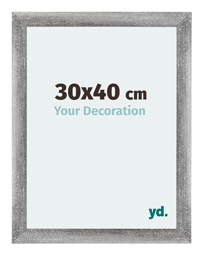 yd. Your Decoration - Bilderrahmen 30x40 cm - Grau Gewischt - Billderrahmen aus MDF mit Acrylglas - Antireflex - 30x40 Rahmen - Mura von yd.
