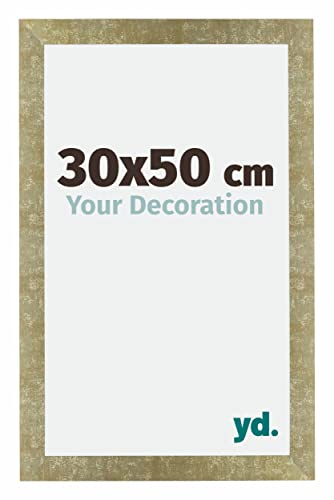 yd. Your Decoration - Bilderrahmen 30x50 cm - Bilderrahmen aus MDF mit Acrylglas - Antireflex - Ausgezeichneter Qualität - Gold Antik - Mura von yd.