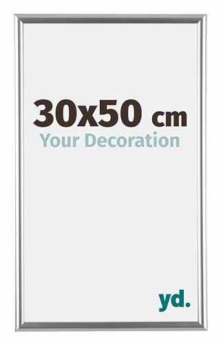 yd. Your Decoration - Bilderrahmen 30x50 cm - Silber - Bilderrahmen aus Kunststoff mit Acrylglas - Antireflex - 30x50 Rahmen - Bordeaux von yd.