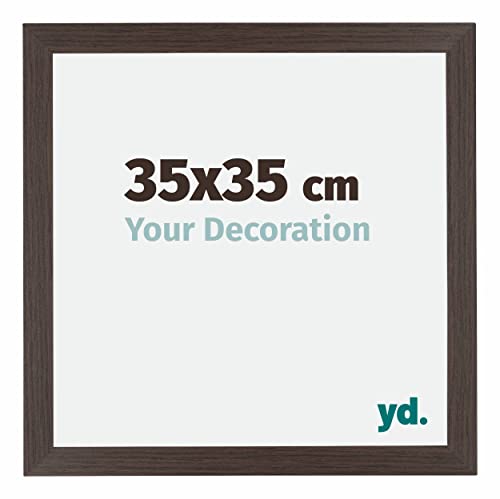 yd. Your Decoration - Bilderrahmen 35x35 cm - Eiche Dunkel - Billderrahmen aus MDF mit Acrylglas - Antireflex - 35x35 Rahmen - Mura von yd.
