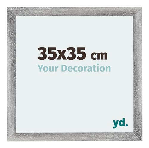 yd. Your Decoration - Bilderrahmen 35x35 cm - Grau Gewischt - Billderrahmen aus MDF mit Acrylglas - Antireflex - 35x35 Rahmen - Mura von yd.