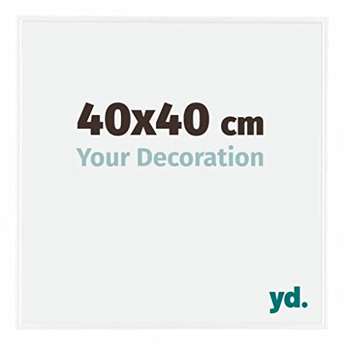 yd. Your Decoration - Bilderrahmen 40x40 cm - Weiß Hochglanz - Bilderrahmen aus Kunststoff mit Acrylglas - Antireflex - 40x40 Rahmen - Evry von yd.