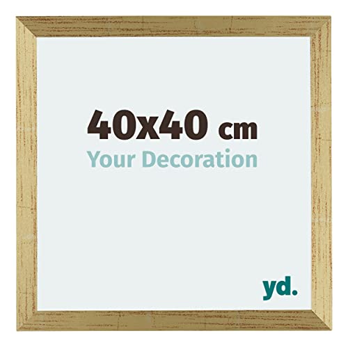 yd. Your Decoration - Bilderrahmen 40x40 cm - Goldglanz - Billderrahmen aus MDF mit Acrylglas - Antireflex - 40x40 Rahmen - Mura von yd.