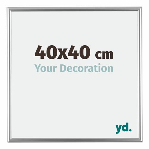 yd. Your Decoration - Bilderrahmen 40x40 cm - Silber - Bilderrahmen aus Kunststoff mit Acrylglas - Antireflex - 40x40 Rahmen - Bordeaux von yd.