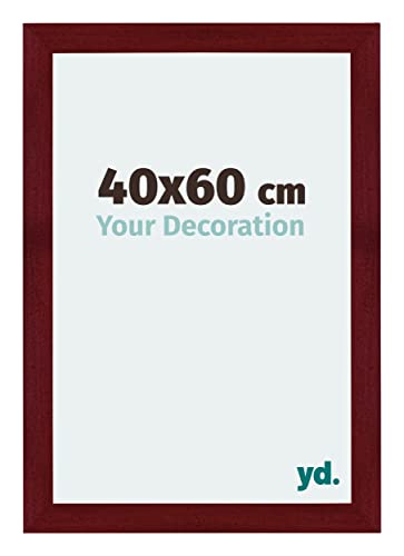 yd. Your Decoration - Bilderrahmen 40x60 cm - Weinrot Gewischt - Billderrahmen aus MDF mit Acrylglas - Antireflex - 40x60 Rahmen - Mura von yd.