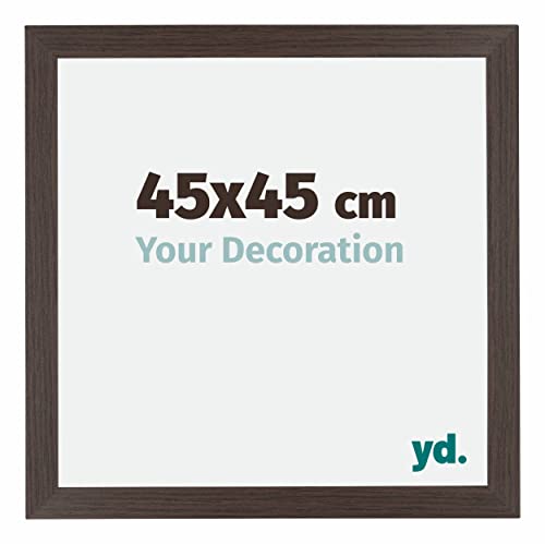 yd. Your Decoration - Bilderrahmen 45x45 cm - Bilderrahmen aus MDF mit Acrylglas - Antireflex - Ausgezeichnete Qualität - Eiche Dunkel - Mura von yd.