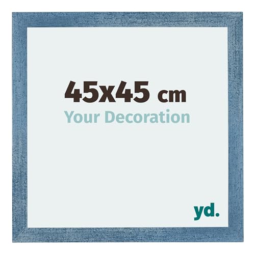 yd. Your Decoration - Bilderrahmen 45x45 cm - Bilderrahmen aus MDF mit Acrylglas - Antireflex - Ausgezeichnete Qualität - Hellblau Gewischt - Mura von yd.