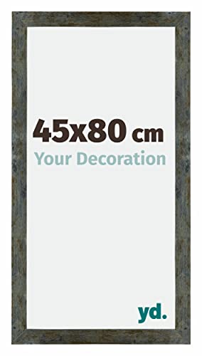 yd. Your Decoration - Bilderrahmen 45x80 cm - Blau Gold Meliert - Billderrahmen aus MDF mit Acrylglas - Antireflex - 45x80 Rahmen - Mura von yd.