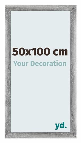 yd. Your Decoration - Bilderrahmen 50x100 cm - Grau Gewischt - Billderrahmen aus MDF mit Acrylglas - Antireflex - 50x100 Rahmen - Mura von yd.