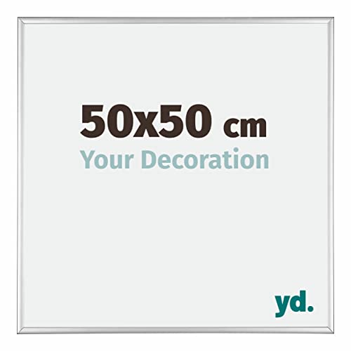 yd. Your Decoration - Bilderrahmen 50x50 cm - Silber Hochglanz - Bilderrahmen aus Aluminium mit Acrylglas - Antireflex - 50x50 Rahmen - Austin von yd.