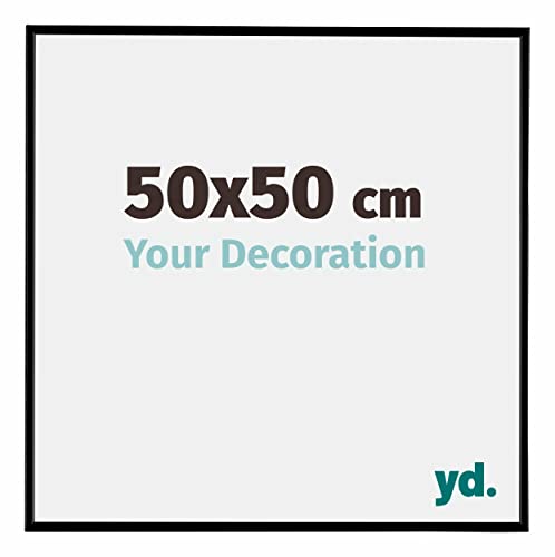 yd. Your Decoration - Bilderrahmen 50x50 cm - Schwarz Matt - Bilderrahmen aus Kunststoff mit Acrylglas - 50x50 Rahmen - Evreux von yd.