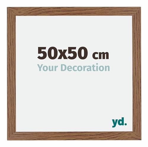 yd. Your Decoration - Bilderrahmen 50x50 cm - Bilderrahmen aus MDF mit Acrylglas - Antireflex - Ausgezeichnete Qualität - Eiche Rustikal - Mura von yd.
