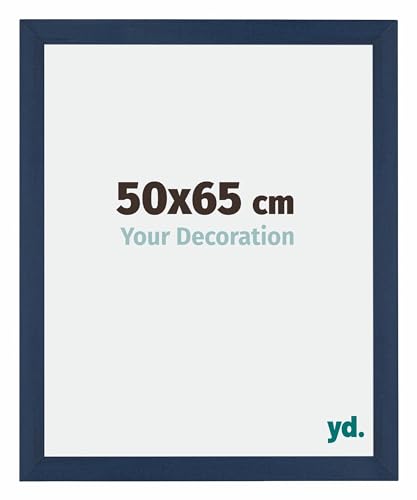 yd. Your Decoration - Bilderrahmen 50x65 cm - Dunkelblau Gewischt - Billderrahmen aus MDF mit Acrylglas - Antireflex - 50x65 Rahmen - Mura von yd.