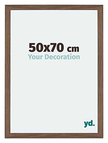 yd. Your Decoration - Bilderrahmen 50x70 cm - Nussbaum Dunkel - Billderrahmen aus MDF mit Acrylglas - Antireflex - 50x70 Rahmen - Mura von yd.