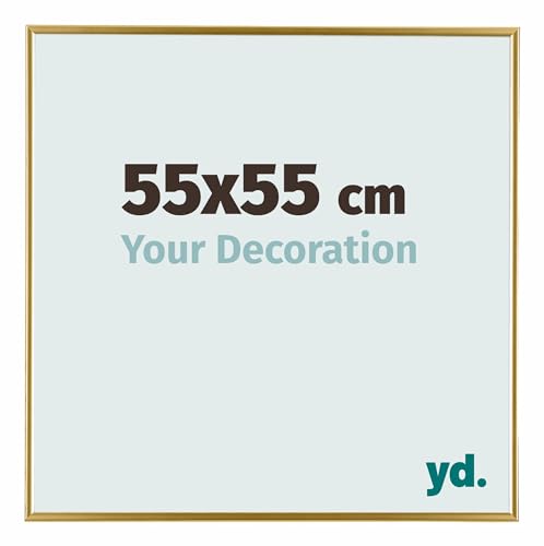 yd. Your Decoration - Bilderrahmen 55x55 cm - Gold - Bilderrahmen aus Kunststoff mit Acrylglas - Antireflex - 55x55 Rahmen - Evry von yd.