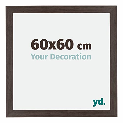 yd. Your Decoration - Bilderrahmen 60x60 cm - Bilderrahmen aus MDF mit Acrylglas - Antireflex - Ausgezeichnete Qualität - Eiche Dunkel - Mura von yd.