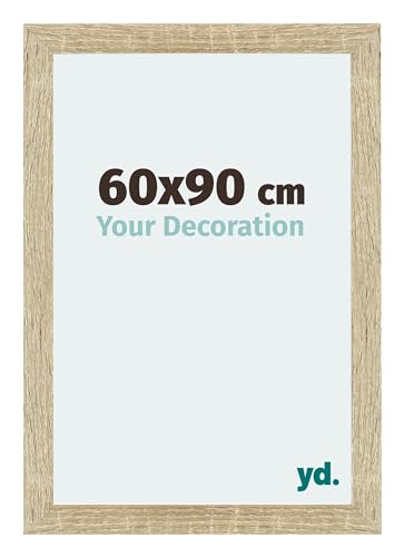 yd. Your Decoration - Bilderrahmen 60x90 cm - Bilderrahmen aus MDF mit Acrylglas - Antireflex - Ausgezeichnete Qualität - Sonoma Eiche - Mura von yd.