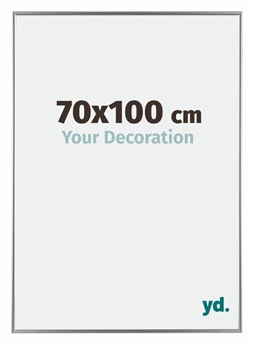 yd. Your Decoration - Bilderrahmen 70x100 cm - Silber Hochglanz - Bilderrahmen aus Kunststoff mit Acrylglas - Antireflex - 70x100 Rahmen - Evry von yd.