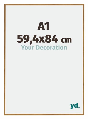 yd. Your Decoration - Bilderrahmen DIN A1 59,4x84 cm - Buche Hell - Bilderrahmen aus Kunststoff mit Acrylglas - Antireflex - DIN A1 59,4x84 Rahmen - Evry von yd.