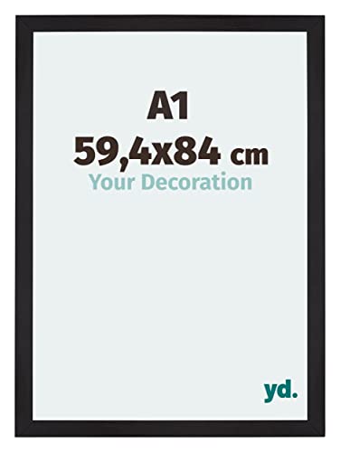 yd. Your Decoration - Bilderrahmen DIN A1 59,4x84 cm - Schwarz Gemasert - Billderrahmen aus MDF mit Acrylglas - Antireflex - DIN A1 59,4x84 Rahmen - Mura von yd.