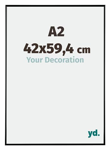 yd. Your Decoration - Bilderrahmen DIN A2 42x59,4 cm - Schwarz Hochglanz - Bilderrahmen aus Kunststoff mit Acrylglas - Antireflex - DIN A2 42x59,4 Rahmen - Evry von yd.