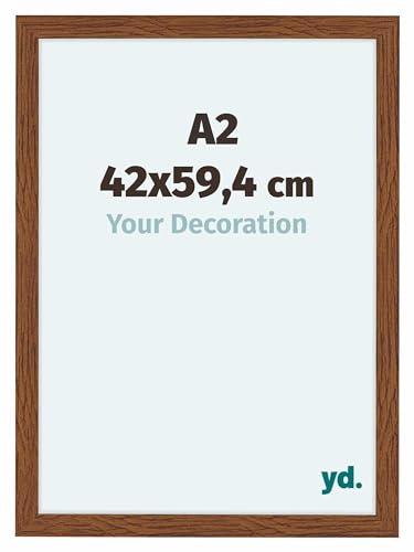 yd. Your Decoration - Bilderrahmen DIN A2 42x59,4 cm - Eiche Rustikal - Bilderrahmen aus MDF mit Acrylglas - Antireflex - DIN A2 42x59,4 Rahmen - Como von yd.