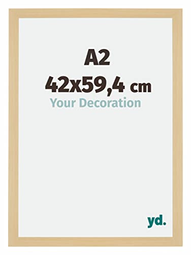 yd. Your Decoration - Bilderrahmen DIN A2 42x59.4 cm - Ahorn Dekor - Billderrahmen aus MDF mit Acrylglas - Antireflex - DIN A2 42x59.4 Rahmen - Mura von yd.