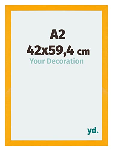 yd. Your Decoration - Bilderrahmen DIN A2 42x59.4 cm - Gelb - Billderrahmen aus MDF mit Acrylglas - Antireflex - DIN A2 42x59.4 Rahmen - Mura von yd.