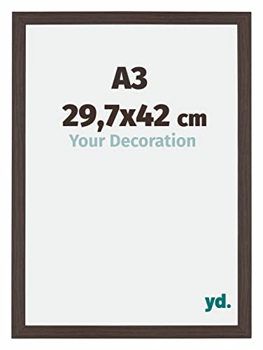 yd. Your Decoration - Bilderrahmen DIN A3 29,7x42 cm - Bilderrahmen aus MDF mit Acrylglas - Antireflex - Ausgezeichnete Qualität - Eiche Dunkel - Mura von yd.