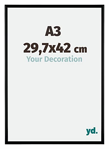 yd. Your Decoration - Bilderrahmen DIN A3 29,7x42 cm - Schwarz Matt - Bilderrahmen aus Kunststoff mit Acrylglas - Antireflex - DIN A3 29,7x42 Rahmen - Bordeaux von yd.