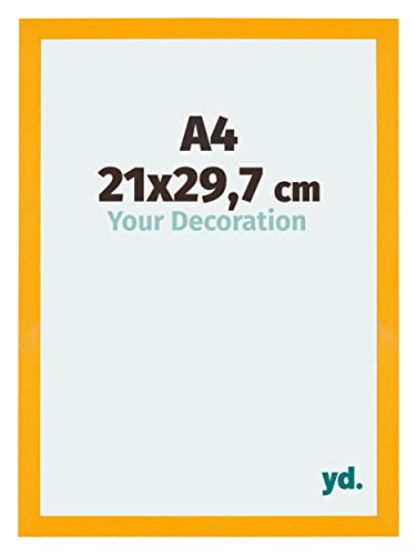 yd. Your Decoration - Bilderrahmen DIN A4 21x29.7 cm - Gelb - Billderrahmen aus MDF mit Acrylglas - Antireflex - DIN A4 21x29.7 Rahmen - Mura von yd.