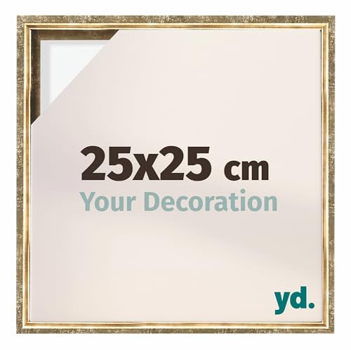 yd. Your Decoration - Schattenfugenrahmen 25x25 - Gold Antik - Rahmen für Leinwand Bilder auf Keilrahmen - Holz - Lyon von yd.