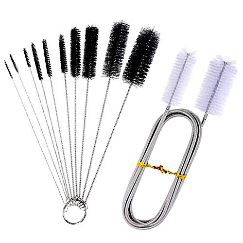 yeemeen 11 Pcs Edelstahl Bürsten Set, 155cm Aquarium Reinigungsbürste Flexible Double Ended Aquarium Schläuche Filter Rohrbürste Reiniger Pumpe Schlauchbürste, für Aquarium Reinigen von yeemeen