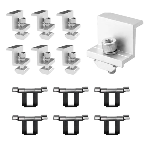 6 Stück Solar Endklemmen,Solarmodul Halterung Mittelklemmen,End Clamps Solar Panel Mount,Solarpanel Z Halterung Randklemme für Dach- & Bodenhalterungen Solarmodule von yeemeen