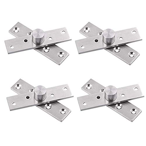 Drehscharnier 4 PCS Center Pivot Hinges, Versteckte Scharniere Tür, Edelstahl 360 Grad Drehbare Tür Pivot Scharnier, 75x17mm Stainless Steel Window Door Fittings, für Türfensterschrank Silber von yeemeen