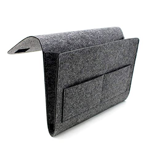 Filz Bett Organizer Betttaschen Zum Einhängen Filzbetttasche Bettaufhänger Organizer Sofa Aufbewahrung Atem Anti-Rutsch Aufbewahrungstasche für Buch, Zeitschriften, iPad, Handy, Fernbedienung Grau von yeemeen