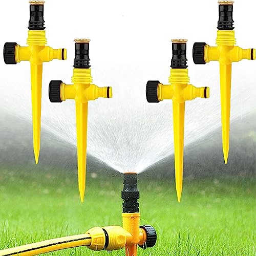 Garten-Rasensprenger, 4Pcs Rasensprenger 360° Drehbarer Gartensprenger Garten Sprinkler Sektorsprinkler-Rasensprinkler Einstellbar 90°-180°-360° für Pflanzen, Blumen und Gemüse von yeemeen