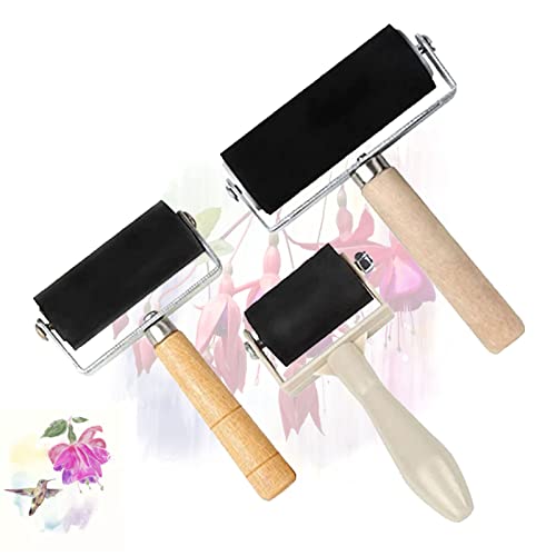 Gummiwalze, 3Pcs Gummi Brayer Roller, Andrückroller Gummiwalze, Gummirolle Basteln mit Griff für Heißprägen, Kleben, Holzschnitt, Tintenblock-zylinderdruck von yeemeen