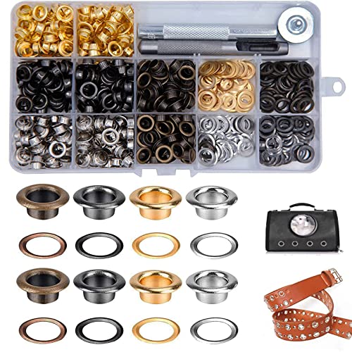 Ösen Werkzeugset, 200pcs Grommet Ösen, Ösen Set 5mm, Ösenzange Metallösen mit 3tlg Werkzeug und 1tlg Aufbewahrungsbox für Tasche Canvas Lederplanen DIY Handwerk von yeemeen