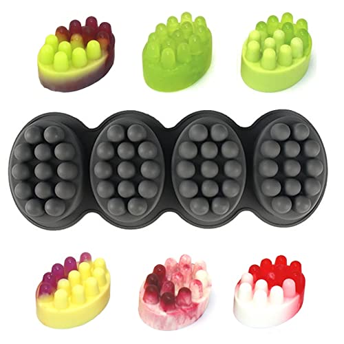 Silikon Seifenform, Massage Seifenform, Soap Mold Oval DIY-Form zum Herstellen von Seife, Kerzen, Brot, Schokolade, Eiswürfeln (4 Mulden) von yeemeen