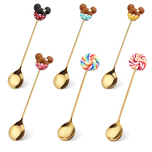 yeemeen TeelöFfel,6 Stück Edelstahl KaffeelöFfel,Geschenk Spoon,TeelöFfel Niedlicher Donut,Geeignet fur Milch, GeträNke, Kaffee, Eis, Desserts von yeemeen