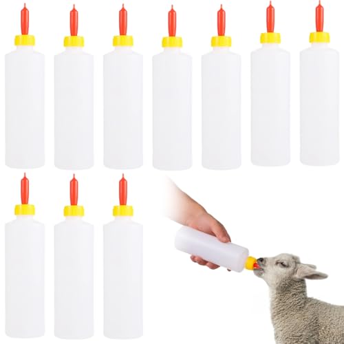 10 Lamm Fütterungsflaschen Auslaufsichere Milchflaschen mit weichen Silikonnippeln für Ziegen, Schafe, Schweine von yeeplant