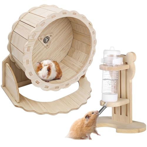 2-teiliges Set Hamsterrad, Wasserspender-Ständer verstellbar und Rad leise Übung inklusive, mit Feeder, Wasser-Hamster, Laufrad, Igel und für Meerschweinchen, ideal 2-teiliges Set Hamsterrad, Wasserspender-Ständer verstellbar und Rad leise Übung inklusive, mit Feeder, Wasser-Hamster, Laufrad, Igel und für Meerschweinchen, ideal von yeeplant