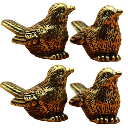 4 Stück Messing Sparrow Scharniere Dekorative Spatzenaufsätze Retro Vogel Figur Scharnierköpfe Mini Sparrow Statuen für Heimdekoration Geschenk für Vogelsammler von yeeplant