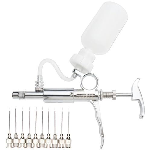 5 ml Geflügelspritze Spritze, Mehrzweck Impfstoff Automatisch, für Hunde, Vieh, Inklusive austauschbaren 10 Nadeln, Einstellbarer Kontrolldruck, Edelstahl Baustahl 5 ml Geflügelspritze Spritze, Mehrzweck Impfstoff Automatisch, für Hunde, Vieh, Inklusive austauschbaren 10 Nadeln, Einstellbarer Kontrolldruck, Edelstahl Baustahl von yeeplant